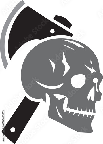 Skull with Axe Tattoo Icon.eps