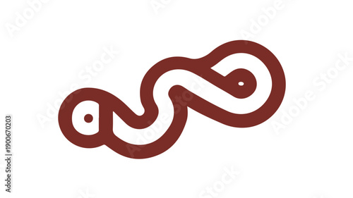 Minimalist red line icon of a gummy worm candy on white background for food design