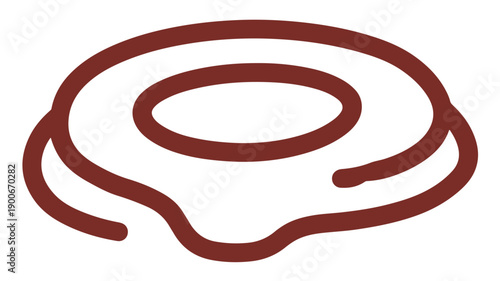 Minimalist red thumbprint icon in black lines on white background for jam or food concept