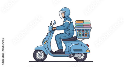 Delivery rider on scooter with groceries