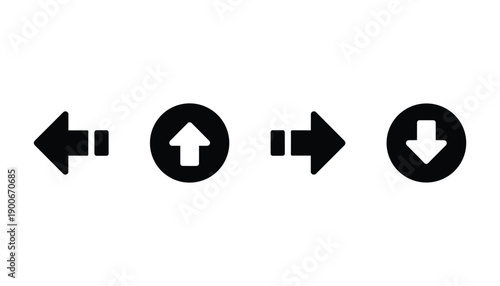 Arrow icon set navigation cursor direction back forward up down indicator vector illustration
