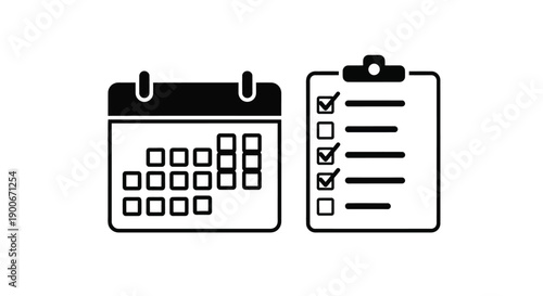 Calendar and checklist icon planning and task management symbols