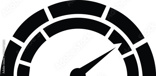 Speedometer gauge with multiple segments, representing measurement