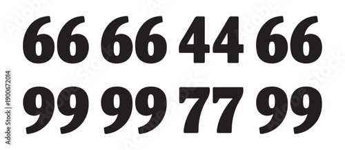 Minimalist black quotation marks and numeric glyphs collection for modern graphic design assignments