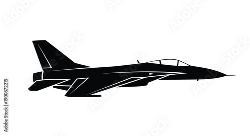 Silhouette of a modern fighter jet in a side view