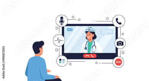 Patient having video call consultation with female doctor online