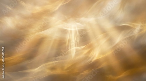 Abstract heavenly background with light from heaven concept. Soft golden clouds with a dreamy light illuminating the sky above.