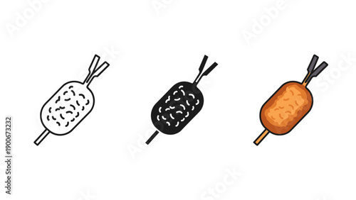 Three variations of a sweet corn dog on a stick Vector
