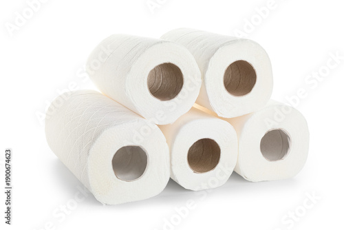 Rolls of paper towels on wh...