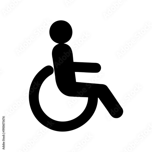 Universal accessibility symbol featuring a person in a wheelchair against a white background Vector, illustration