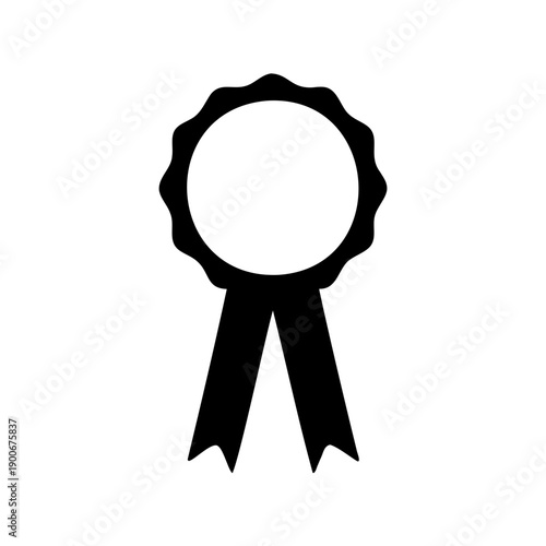 Minimalist black rosette award badge icon representing achievement and quality Vector, illustration