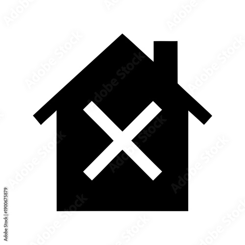 House icon with a white cross symbolizing property issues or removal Vector, illustration