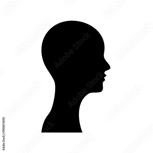 Black silhouette of a human head in profile representing anonymity and thought Vector, illustration