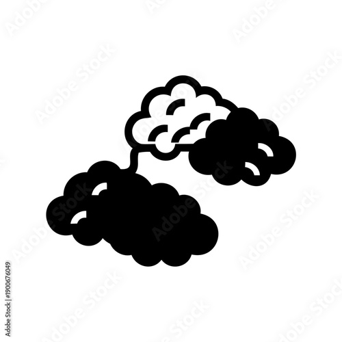 Brain thinking about bad weather or generating dark thoughts as an abstract icon Vector, illustration