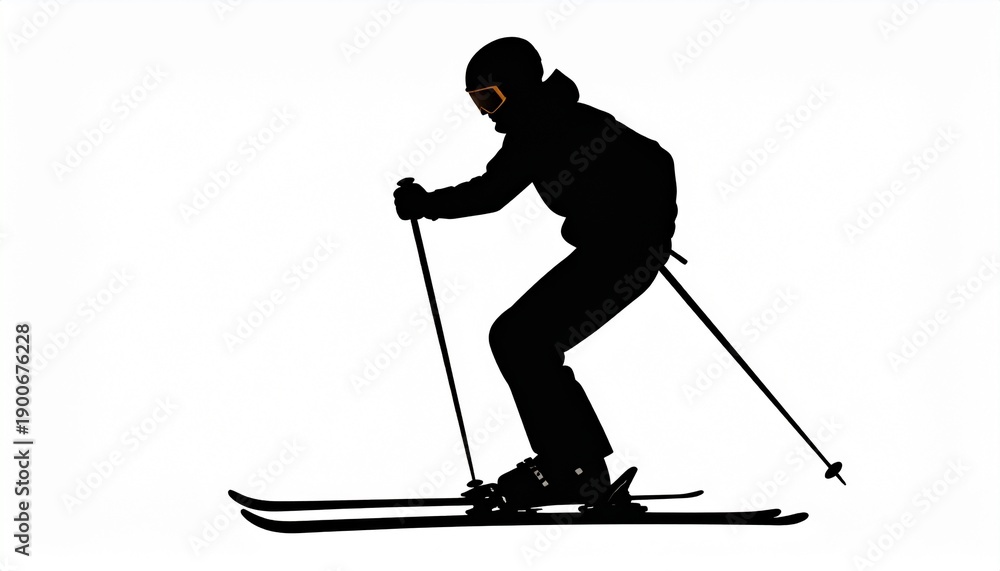 Fototapeta premium Ski Athlete Black Silhouette Dynamic Winter Action