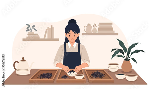 Artisan Hand Blending Loose Leaf Tea at Home Table