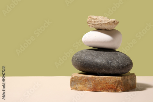 Stack of different sea ston...