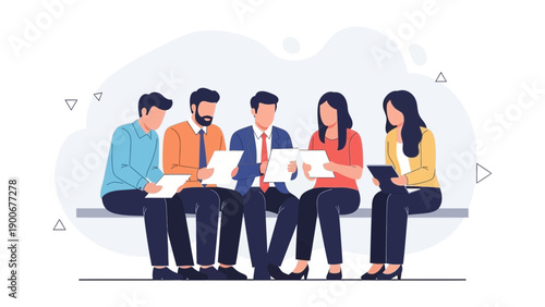 Diverse team of professionals discussing project documents in a meeting