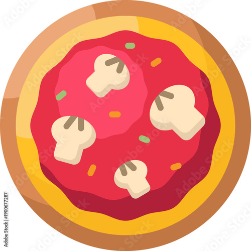 Mushroom Pizza Flat Icon