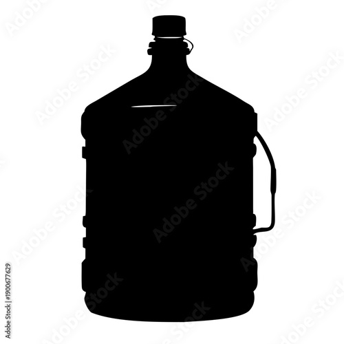 Large Water Cooler Gallon Bottle Vector Silhouette Icon for Hydration and Office Supplies