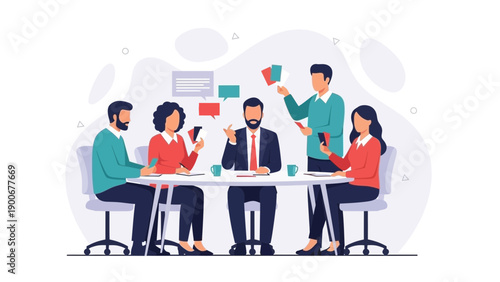 Business Team Meeting, Brainstorming Ideas, Discussing Strategy, Collaboration