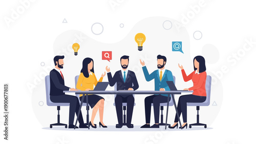 Business Team Meeting, Brainstorming Ideas, Collaboration, Strategy Discussion