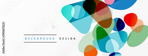 Abstract colorful overlapping shapes create dynamic background. Modern design elements suggest creativity, energy, visual appeal.