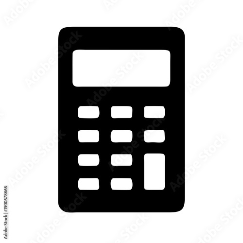 Digital Electronic Calculator Vector Icon Silhouette for Math Finance and Accounting Design