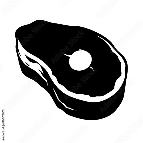 Raw Meat Steak Vector Icon Silhouette for Butchery Menu and Culinary Food Design