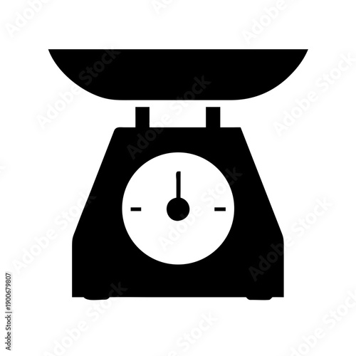 Black Kitchen Weight Scale Vector Icon Silhouette for Cooking Baking and Food Measurement Design