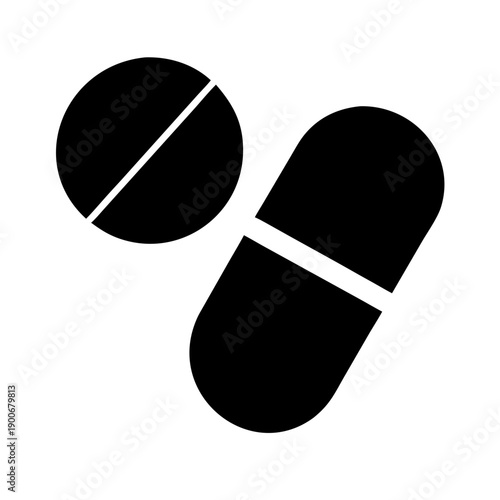 Medical Capsule and Tablet Vector Icon Silhouette for Pharmacy Healthcare and Medicine Treatment Design