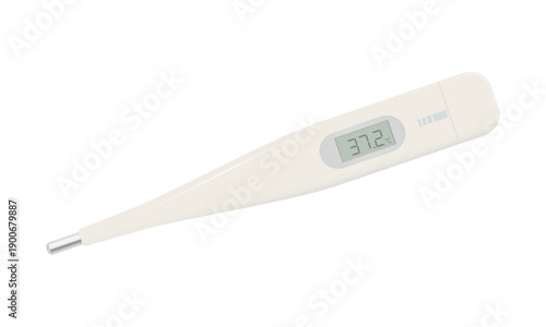 37.2℃を表示した微熱イメージの体温計イラスト