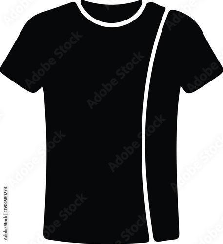 silhouette black t-shirt apparel icon with vertical line detail vector design