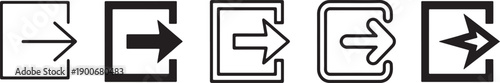 Collection of various login and exit arrow icons in diverse styles for digital interfaces Vector