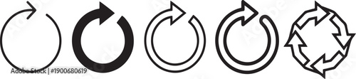 Diverse refresh and reload icons showcasing various design styles for web and app interfaces Vector