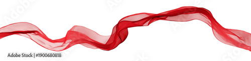 Vibrant red fabric with flowing fabric texture, featuring silk and chiffon in a wavy abstract design on a clean white background.