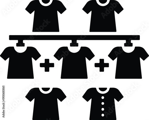silhouette collection of t-shirt icons for fashion retail shop vector design
