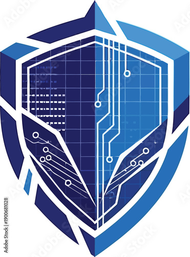 Cyber Security Shield Logo with Circuit Design