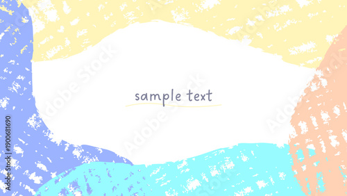 夏カラー手描き風流体シェイプのフレーム