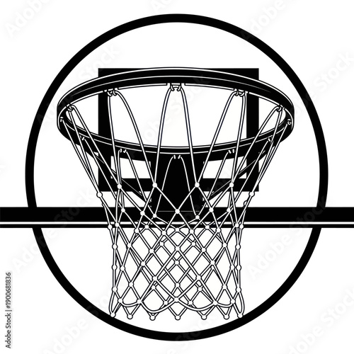 Basketball Hoop and Net with Circle Graphic