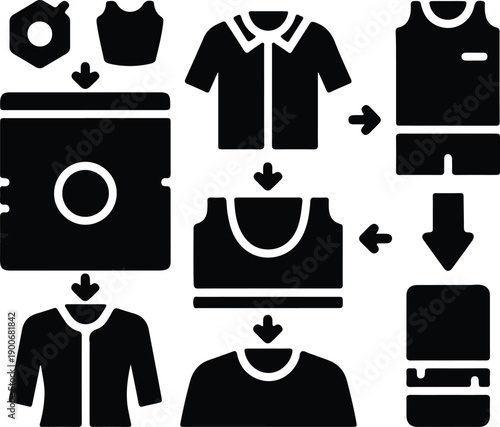 silhouette laundry process icons collection for clothing care instructions vector design