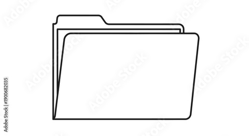 Simple black and white line drawing of an open folder icon.
