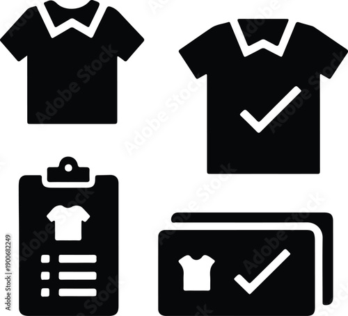 silhouette set of clothing inventory management and checklist icons vector design