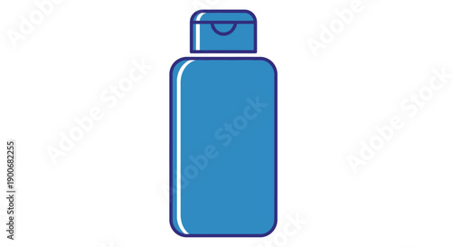 Simple blue plastic bottle with a flip cap isolated on white background.