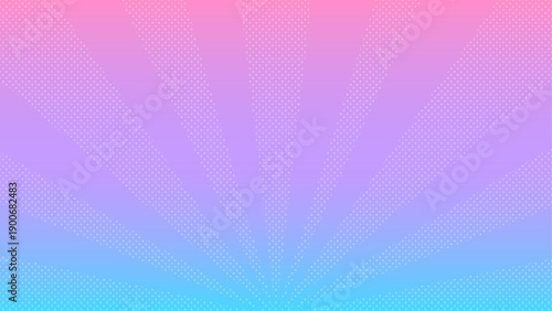 水玉模様の光線に水色とピンクのグラデーション - ポップでかわいい背景テクスチャ - 16:9