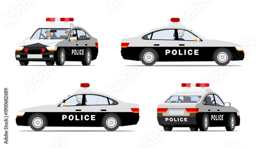 セダンタイプのパトカー_4アングルセット