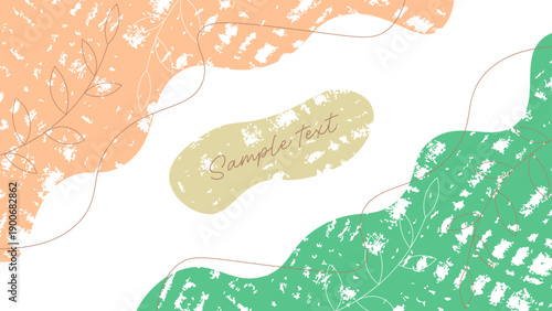 秋カラー葉っぱと波型シェイプのフレーム