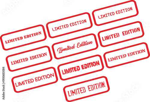 Limited Edition Red Stamps Repeated Isolated on White Background