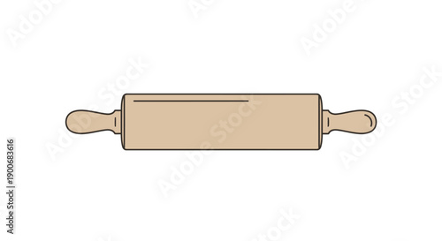 Simple wooden rolling pin illustration for baking and cooking purposes.