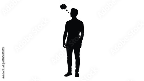 Silhouette of a man in profile with a thought bubble above his head